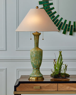 Glasdele Emerald Mirror in Green/Antique Brass