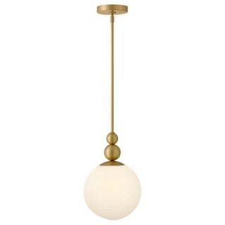 Opalite LED Pendant in Lacquered Brass