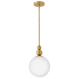 Opalite LED Pendant in Lacquered Brass