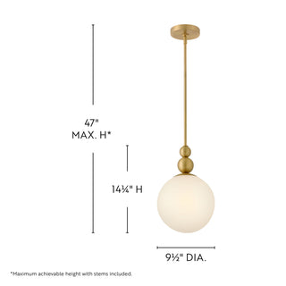 Opalite LED Pendant in Lacquered Brass