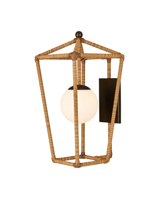 Currey and Company - 5500-0064 - One Light Wall Sconce - Denison - Natural / Midnight / Frosted White