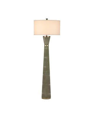 Currey and Company - 8000-0187 - One Light Floor Lamp - Galuchat - Green Faux Shagreen / Brass