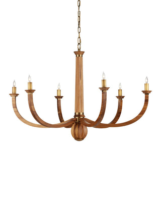Currey and Company - 9000-1463 - Six Light Chandelier - Woodcroft - Natural / Antique Brass