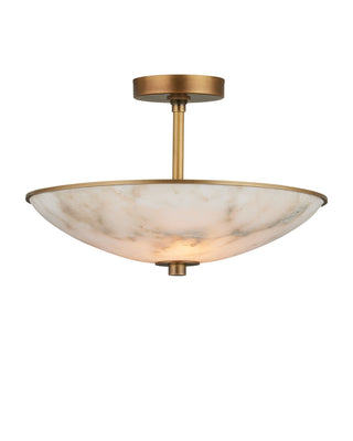 Currey and Company - 9000-1477 - Two Light Semi-Flush Mount - Volterra - Natural / Antique Brass