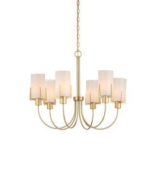 Currey and Company - 9000-1491 - Six Light Chandelier - Macklin - Brass / White