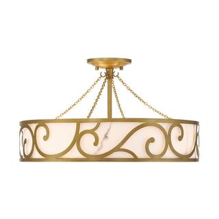 Savoy House - 6-1268-6-339 - Six Light Semi-Flush Mount - Halstead - Antique Patina