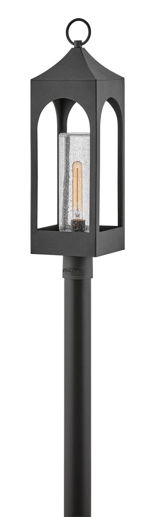 Amina Large Post Mount Lantern in Distressed Zinc