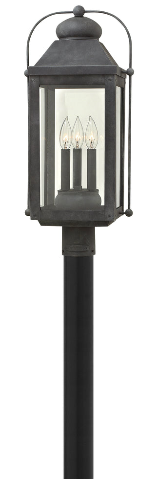 Anchorage Large Post Mount Lantern in Aged Zinc