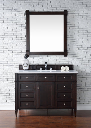 48 Inch Brittany Freestanding Vanity in Burnished Mahogany / White Zeus Top