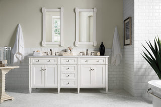 72 Inch Brittany Freestanding Vanity in Bright White / Arctic Fall Solid Surface Top