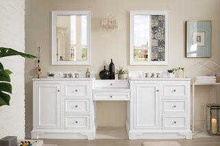 96.5 Inch De Soto Freestanding Vanity in Bright White / White Zeus Top