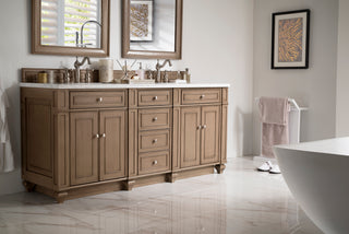 72 Inch Bristol Freestanding Vanity in Whitewashed Walnut / Arctic Fall Solid Surface Top