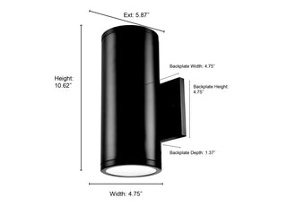 Vegas LED Outdoor Wall Sconce Powder Coated Black