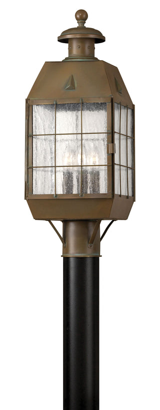 Nantucket Medium Post Mount Lantern in Aged Brass