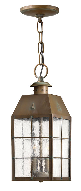 Nantucket Medium Hanging Lantern in Aged Brass