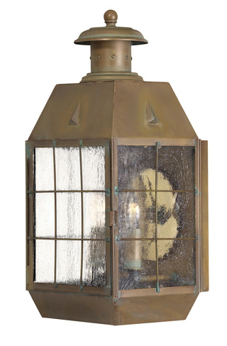 Nantucket Medium Wall Mount Lantern in Aged Brass