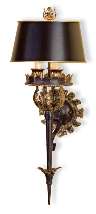 Currey and Company - 5412 - Three Light Wall Sconce - The Duke - Zanzibar Gold Leaf/Zanzibar Black