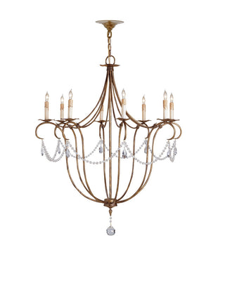 Crystal Lights Eight Light Chandelier in Rhine Gold