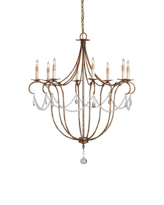 Currey and Company - 9881 - Eight Light Chandelier - Crystal Lights - Rhine Gold