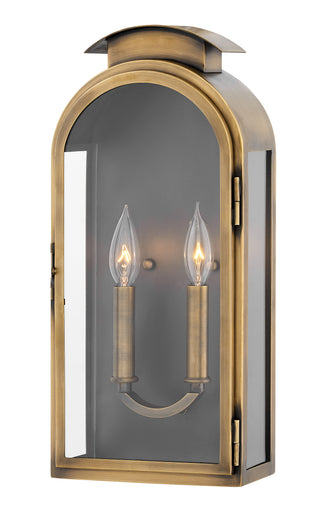 Rowley Medium Wall Mount Lantern in Light Antique Brass