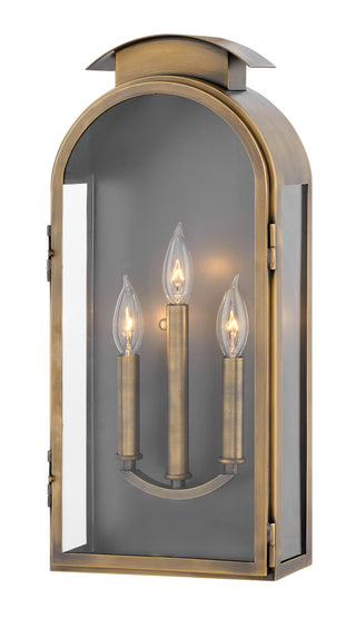 Rowley Medium Wall Mount Lantern in Light Antique Brass