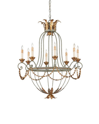 Elegance Eight Light Chandelier in Etruscan/Gold Leaf