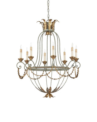 Elegance Eight Light Chandelier in Etruscan/Gold Leaf