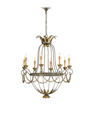 Elegance Eight Light Chandelier in Etruscan/Gold Leaf