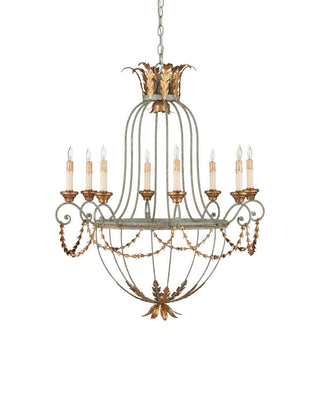Elegance Eight Light Chandelier in Etruscan/Gold Leaf