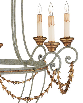 Elegance Eight Light Chandelier in Etruscan/Gold Leaf