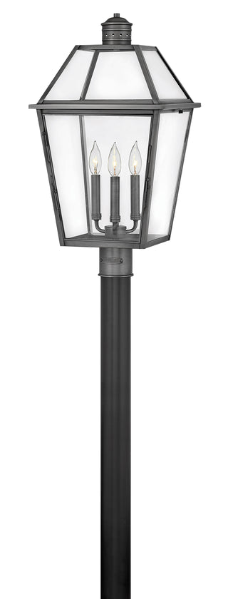 Nouvelle Large Post Mount Lantern in Blackened Brass
