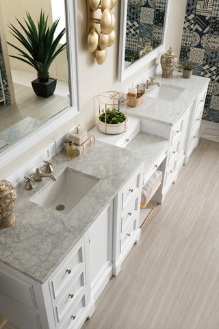120.5 Inch De Soto Freestanding Vanity in Bright White / Carrara White Top