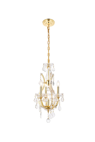 Maria Theresa 4 light Gold Pendant Clear Royal Cut Crystal