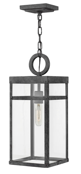 Porter Medium Hanging Lantern in Aged Zinc