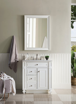 30 Inch Bristol Freestanding Vanity in Bright White / White Zeus Top