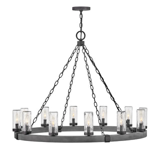 Sawyer Large Single Tier Chandelier in Aged Zinc