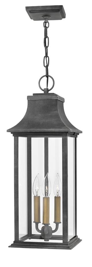 Adair Large Hanging Lantern in Aged Zinc