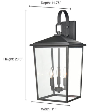 Fetterton 3-Light Outdoor Wall Sconce Powder Coated Black