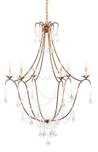 Currey and Company - 9048 - Six Light Chandelier - Elizabeth - Rhine Gold/Clear