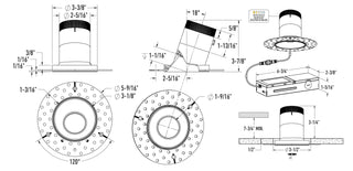3in Modular Downlight, 5CCT, 60 degree Beam Angle, Slope Ceiling, Alzak,Trimless