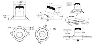 3in Modular Downlight, 5CCT, 60 degree Beam Angle, Slope Ceiling, Gold, White Trim