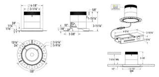 4in Modular Downlight, 5CCT, 20 degree Beam Angle, Regressed, Black, Gold Trim