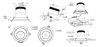 4in Modular Downlight, 5CCT, 60 degree Beam Angle, Slope Ceiling, Gold, Gold Trim