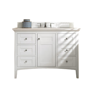 48 Inch Palisades Freestanding Vanity in Bright White / Eternal Jasmine Pearl Top