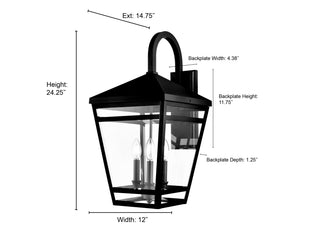 Seager 3-Light Outdoor Wall Sconce Textured Black