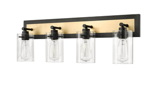 Gasol 4-Light Vanity Matte Black / Vintage Brass