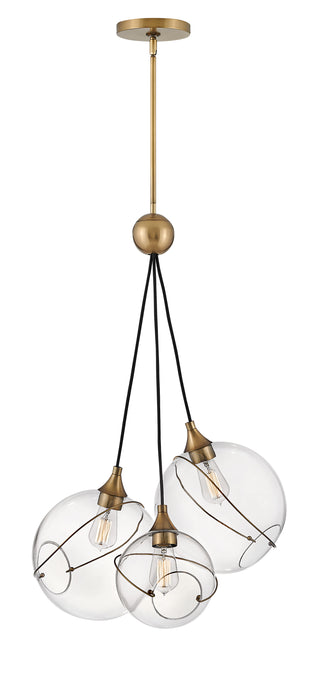 Skye Large Three Light Pendant in Heritage Brass