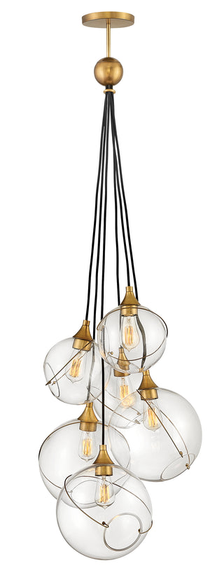 Skye Medium Six Light Multi Tier Chandelier in Heritage Brass