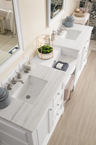 96.5 Inch De Soto Freestanding Vanity in Bright White / Arctic Fall Top