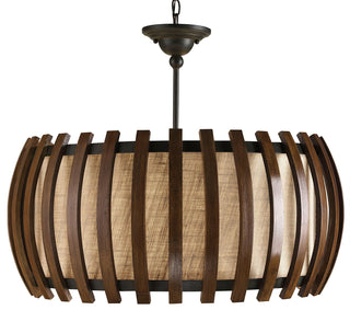 Currey and Company - 9096 - One Light Pendant - Dado - Polished Fruitwood/Beige/Old Iron